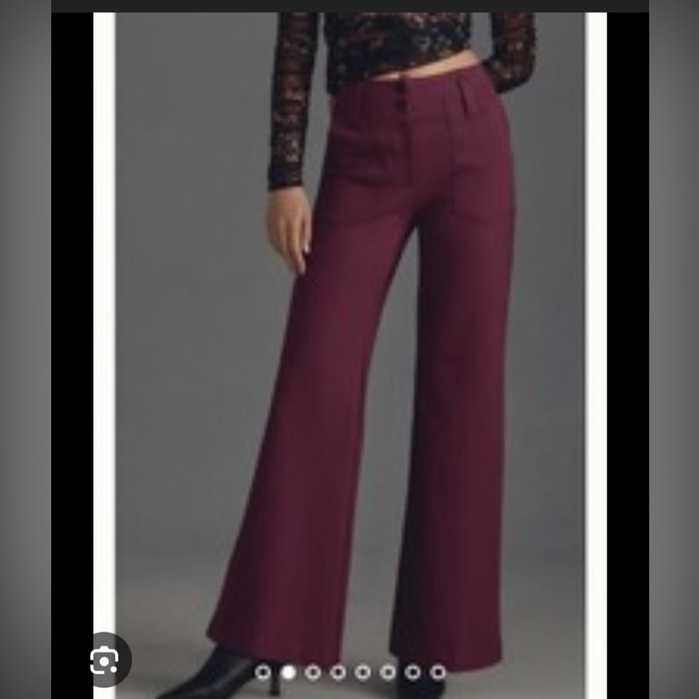 Anthropologie Rich Burgundy Wide-Leg Trousers‎